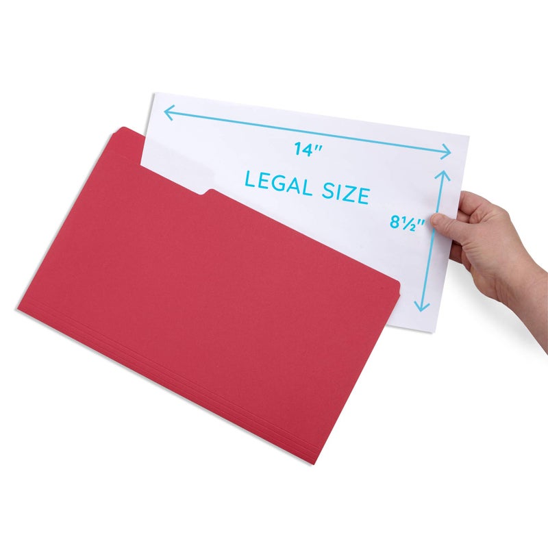 Blue Summit Supplies Red Legal File Folders, 1/3 Cut Tab, Legal Size, Great for Organizing and Easy File Storage, 100 Per Box - Image 2
